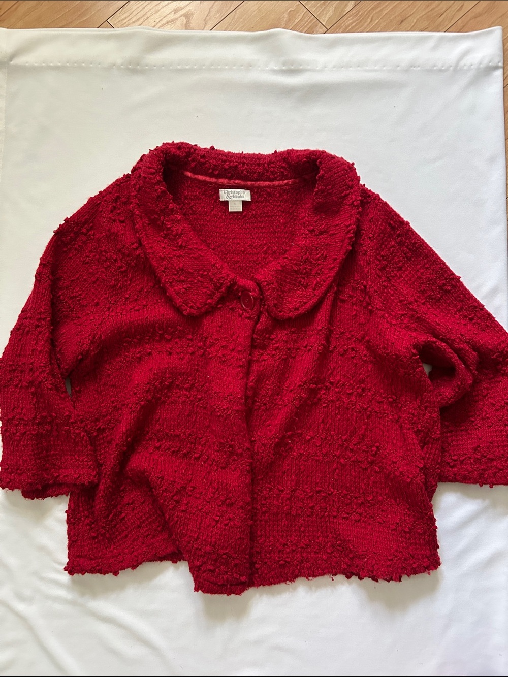Christopher Banks Cozy Red Textured Women's Sweater Cardigan